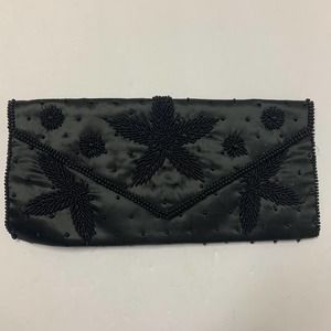 Richere Vintage Black Hand Beaded Clutch c.1950's